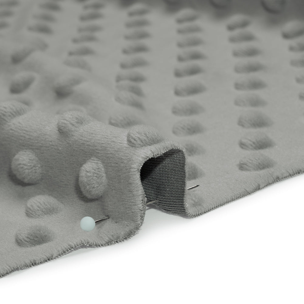 Dotted Minky - Silver Textured Polka Dots - Detail