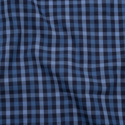 Cotton Shirting - Shades of Blue Tattersall Check - Deadstock