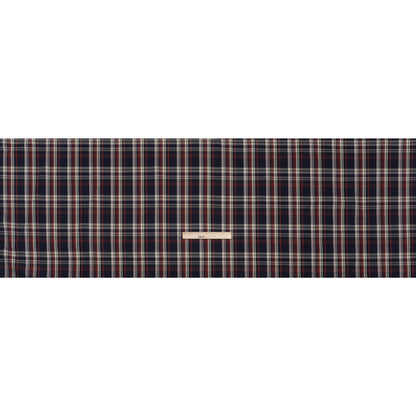 Cotton Twill Shirting - Red, Navy and White Plaid - Deadstock