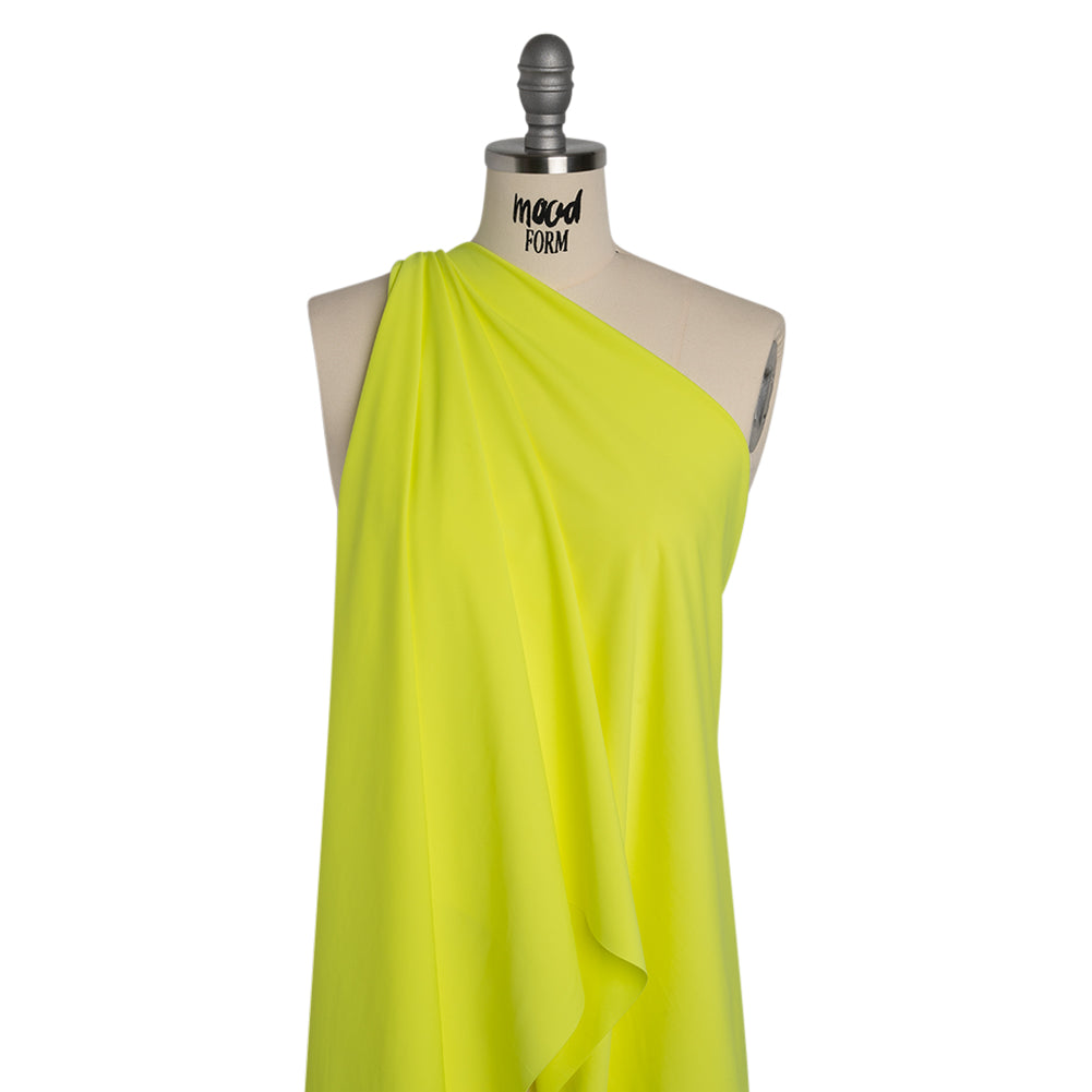 Stretch Nylon Swimwear Tricot - Neon Yellow - Designer Deadstock - Drape