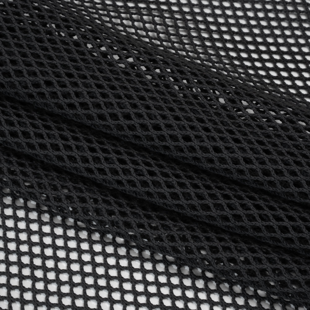 Cotton Crochet Net - Black - Designer Deadstock - Folded
