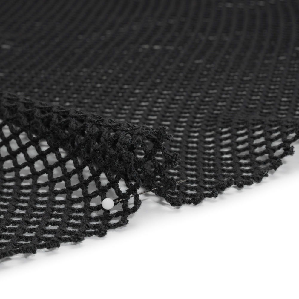 Cotton Crochet Net - Black - Designer Deadstock - Detail