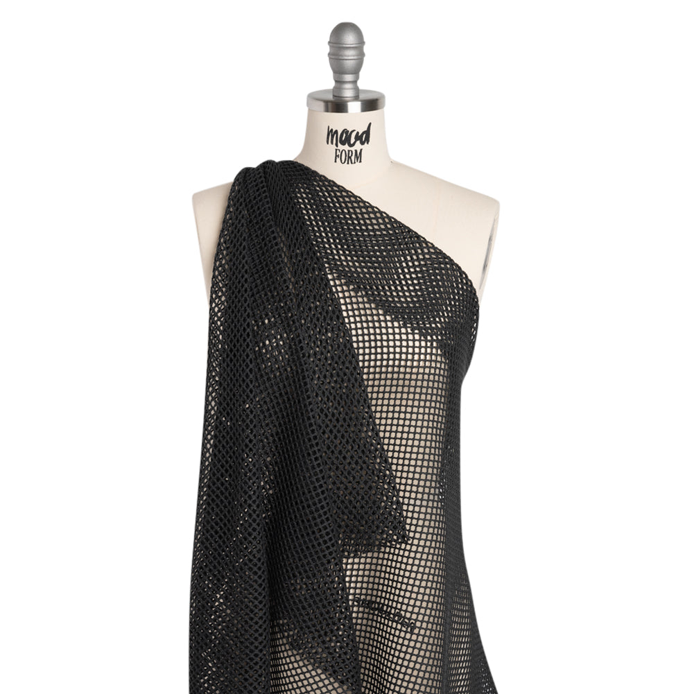 Cotton Crochet Net - Black - Designer Deadstock - Drape