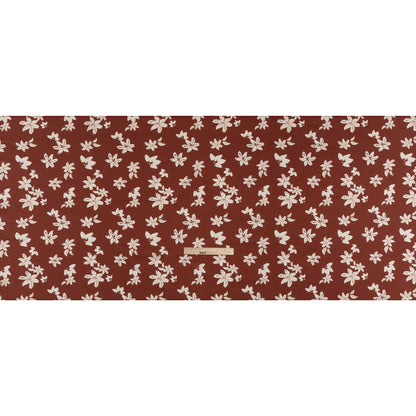 Stretch Nylon Jersey - Russet Brown and Cream Floral - Designer Deadstock