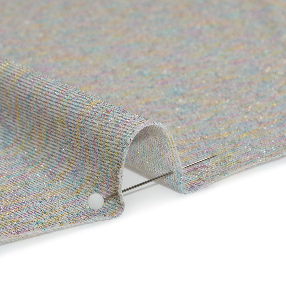 Metallic Stretch Rayon and Polyester Jersey - Heathered Gray and Pastel Primaries - Designer Deadstock - Detail