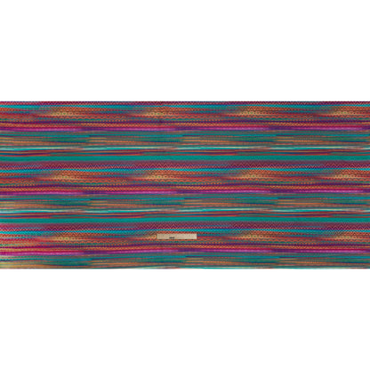 Stretch Nylon Swimwear Tricot - Rainbow and Gray Geometric Doodles Decorated Stripes - Designer Deadstock