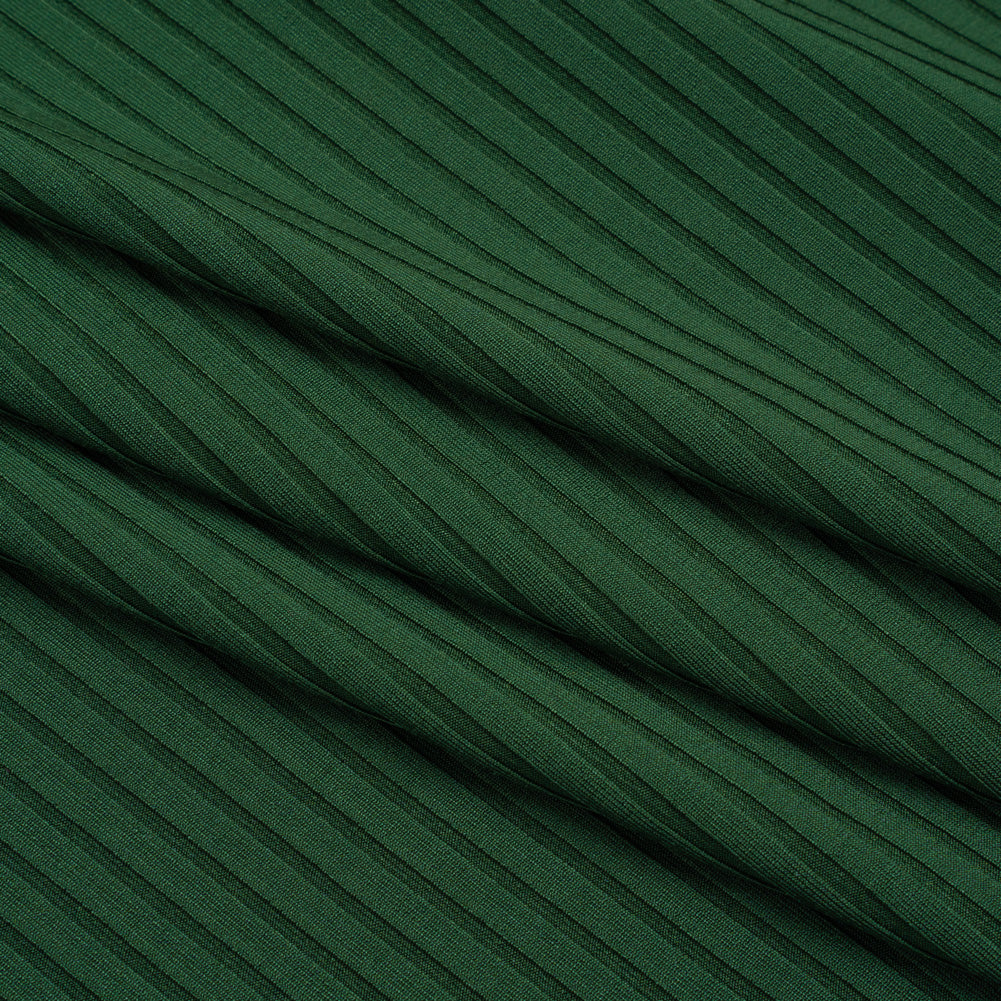 Stretch Nylon 8x4 Rib Knit - Forest Green - Designer Deadstock