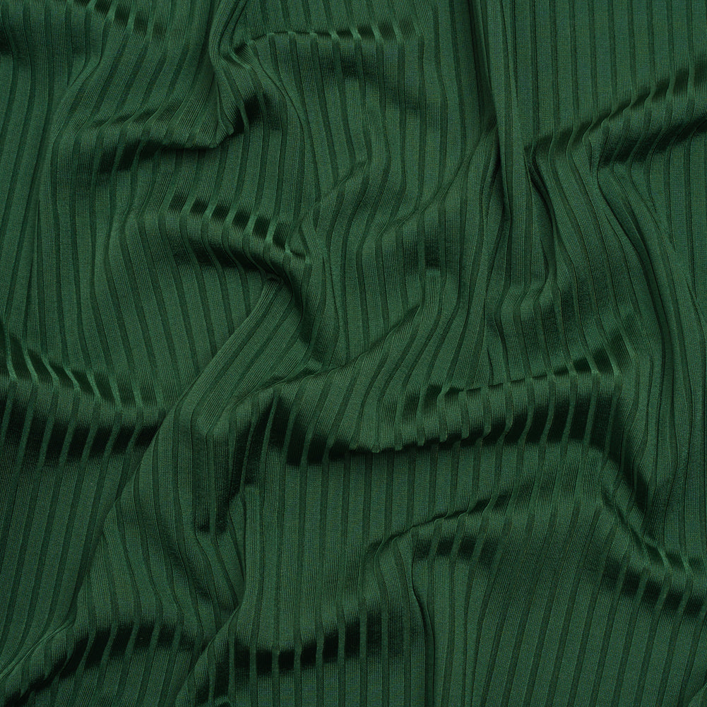 Stretch Nylon 8x4 Rib Knit - Forest Green - Designer Deadstock