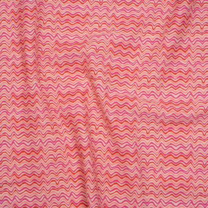 Stretch Nylon Swimwear Tricot - Magenta, Red and Pink Wavy Lines - Designer Deadstock
