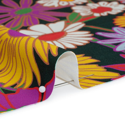 Stretch Polyester Jersey - Purple, Yellow and Red Funky Florals - Designer Deadstock