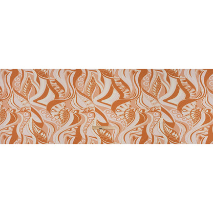 Stretch Nylon Swimwear Tricot - Caramel, Cream and Pale Pink Retro Swirls and Leaves - Designer Deadstock