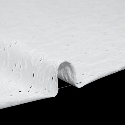 Stretch Nylon Eyelet Jacquard Knit - White Paisley - Designer Deadstock