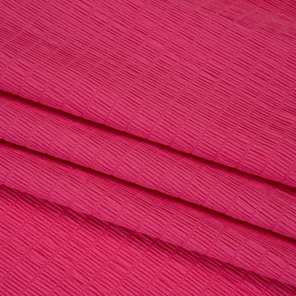 Stretch Nylon Seersucker - Hibiscus Pink - Designer Deadstock