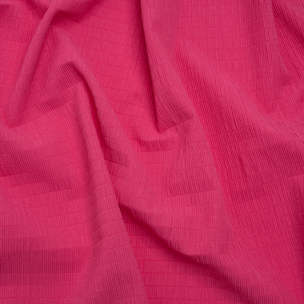 Stretch Nylon Seersucker - Hibiscus Pink - Designer Deadstock