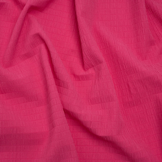 Stretch Nylon Seersucker - Hibiscus Pink - Designer Deadstock