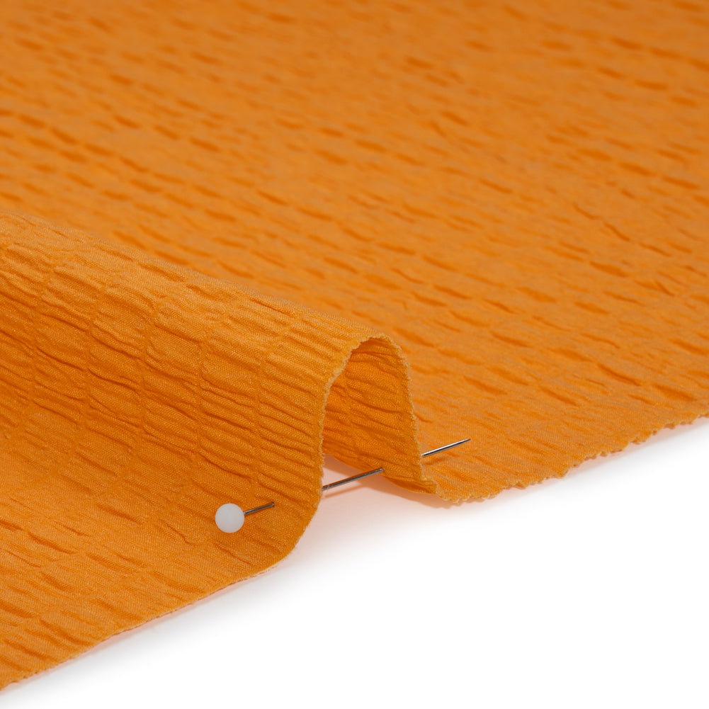 Stretch Nylon Seersucker - Mango Orange - Designer Deadstock