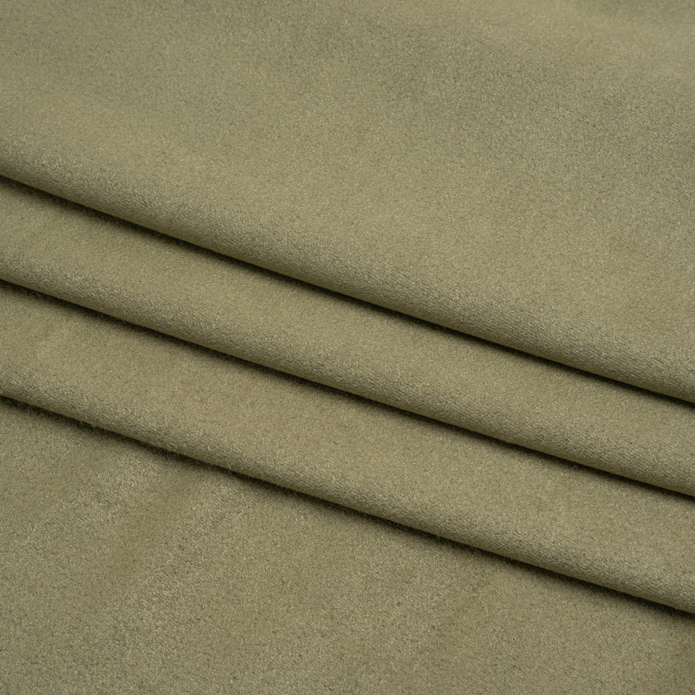 Polyester Faux Suede Jersey - Sage Green - Designer Deadstock