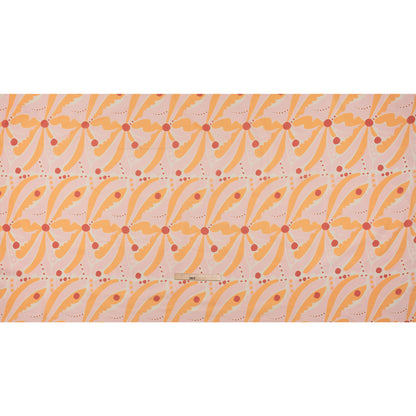 Cotton Lawn - Orange Creamsicle, Light Pink and Red Groovy Retro Floral - Designer Deadstock