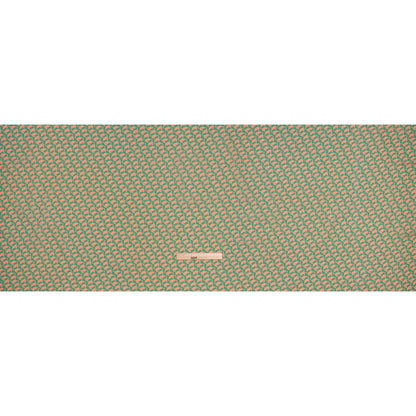 Cotton Voile Print - Kelly Green and Peach Geometric - Deadstock