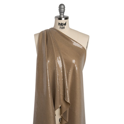 Rayon Jersey with Clear Baby Sequins - Tan