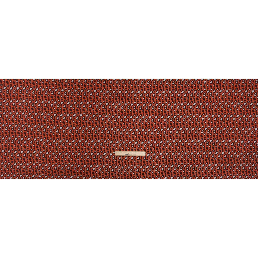 Two-Tone Polyester Lace - Burnt Orange and Maroon Animal Spots - Deadstock - Full