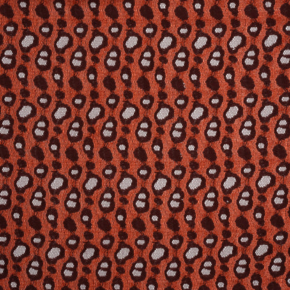 Two-Tone Polyester Lace - Burnt Orange and Maroon Animal Spots - Deadstock