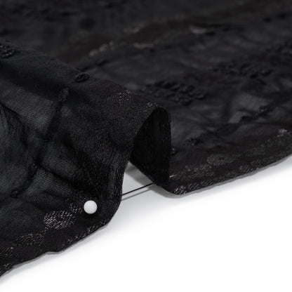 Textured Burnout Brocade - Metallic Black Circles and Stripes - Deadstock