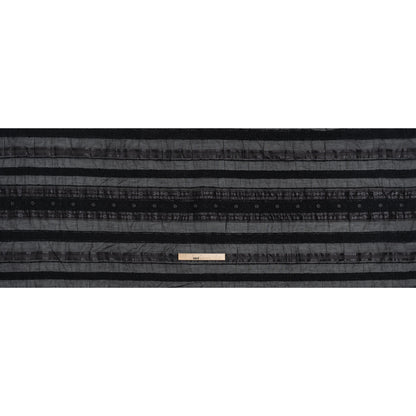 Textured Burnout Brocade - Metallic Black Circles and Stripes - Deadstock
