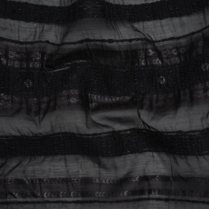 Textured Burnout Brocade - Metallic Black Circles and Stripes - Deadstock