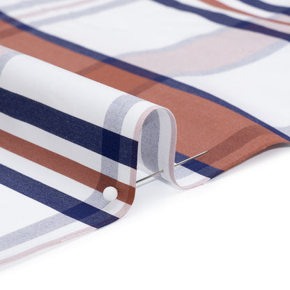 Cotton Shirting - Red, White and Navy Plaid - Designer Deadstock