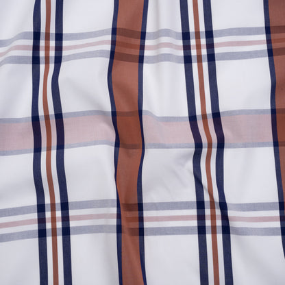 Cotton Shirting - Red, White and Navy Plaid - Designer Deadstock