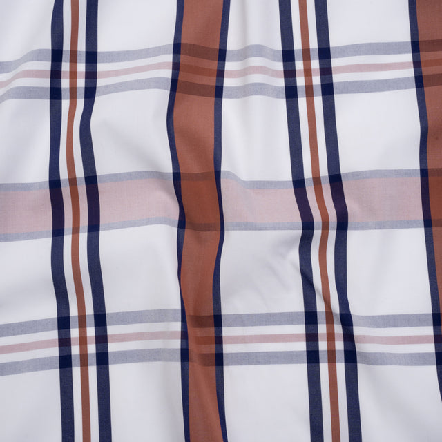 Cotton Shirting - Red, White and Navy Plaid - Designer Deadstock