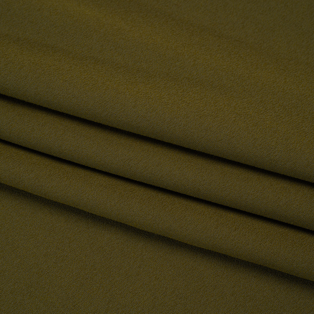 Stretch Polyester Crepe by Alex Perry - Khaki Green - Designer Deadstock - Folded