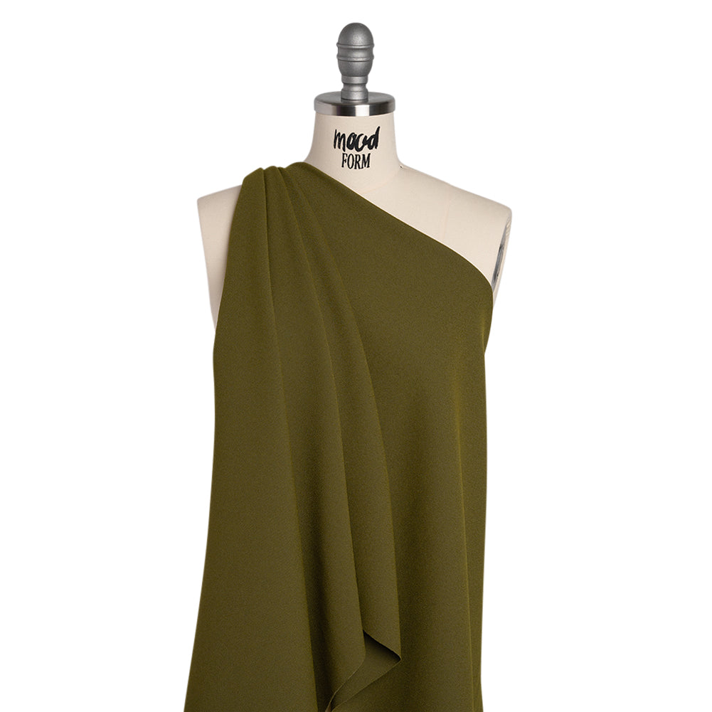 Stretch Polyester Crepe by Alex Perry - Khaki Green - Designer Deadstock - Drape