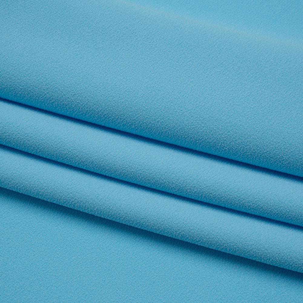 Stretch Polyester Crepe by Alex Perry - Sky Blue - Designer Deadstock - Folded