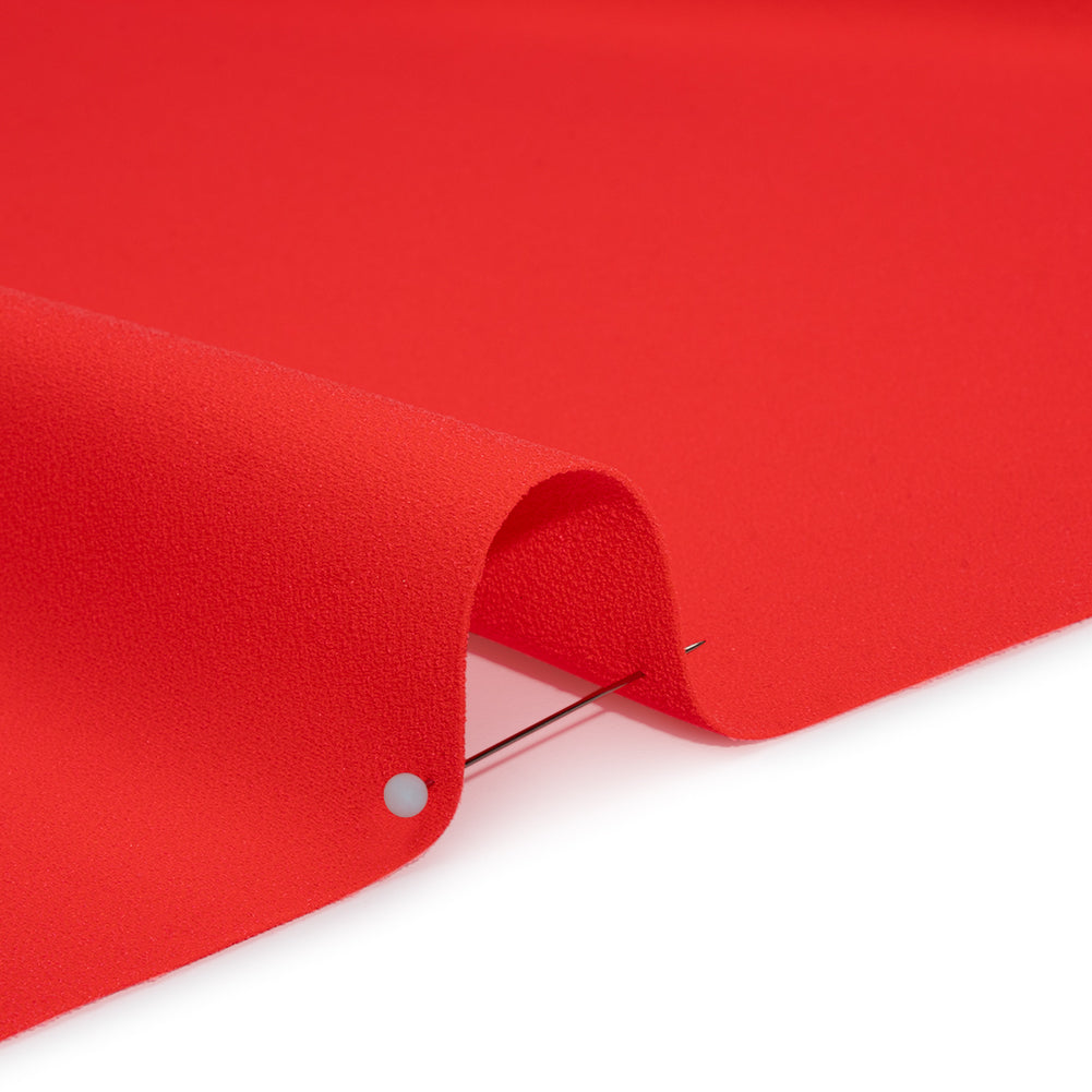 Stretch Polyester Crepe by Alex Perry - Strawberry Red - Designer Deadstock - Detail