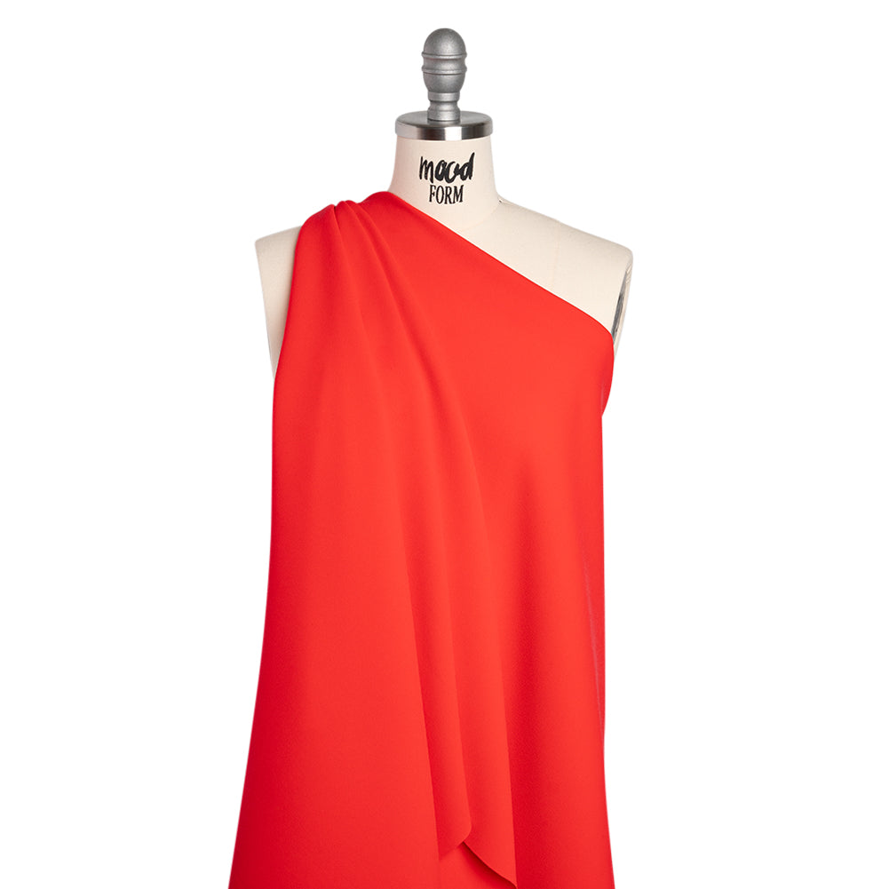 Stretch Polyester Crepe by Alex Perry - Strawberry Red - Designer Deadstock - Drape