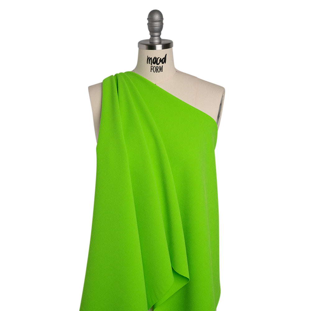 Stretch Polyester Crepe by Alex Perry - Apple Green - Designer Deadstock - Drape