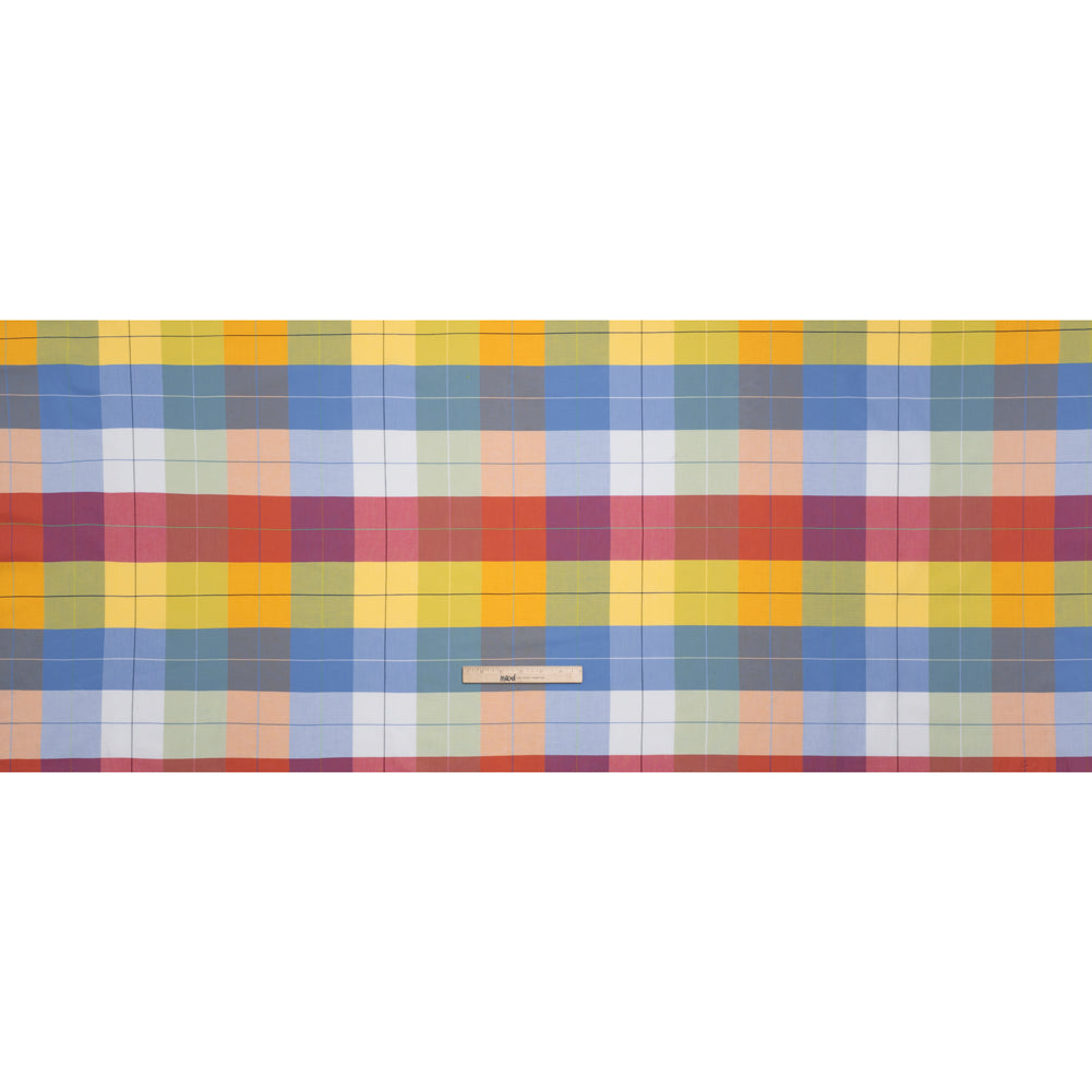 Cotton Oxford Shirting - Rainbow Plaid Checks - Deadstock - Full