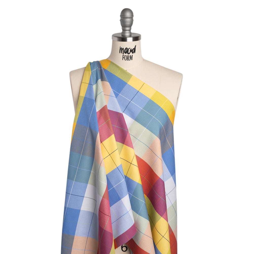 Cotton Oxford Shirting - Rainbow Plaid Checks - Deadstock - Drape