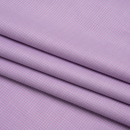 Cotton Twill Shirting - Lavender and White Little Checks - Deadstock