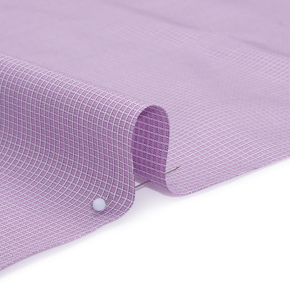 Cotton Twill Shirting - Lavender and White Little Checks - Deadstock
