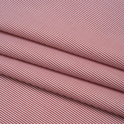Cotton Oxford Shirting - Dark Red and White Stripes - Deadstock