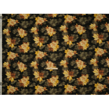 Polyester Crepe-Back Satin - Yellow, Tan and Olive Green Blurred Florals - Mood Exclusive Blurring Blossoms Print