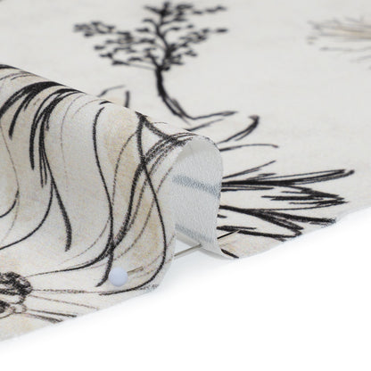 Polyester Crepe-Back Satin - Black and Cream Florals - Mood Exclusive Illustrated Herbarium Print
