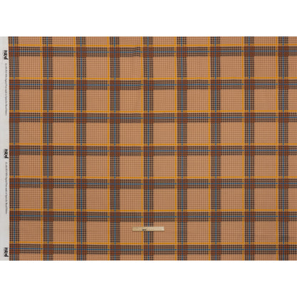 Peached Polyester Twill - Brown, Blue and Yellow Plaid - Mood Exclusive Plot Point Print