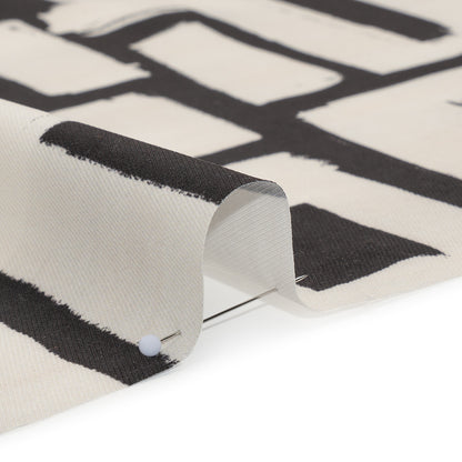 Peached Polyester Twill - Black and White Geometric Painting - Mood Exclusive Mobius Maze Print