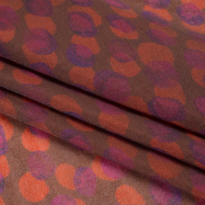 Viscose and Polyester Crepe Organza - Brown, Orange and Purple Overlapping Polka Dots - Mood Exclusive Confetti Kaleidoscope Print