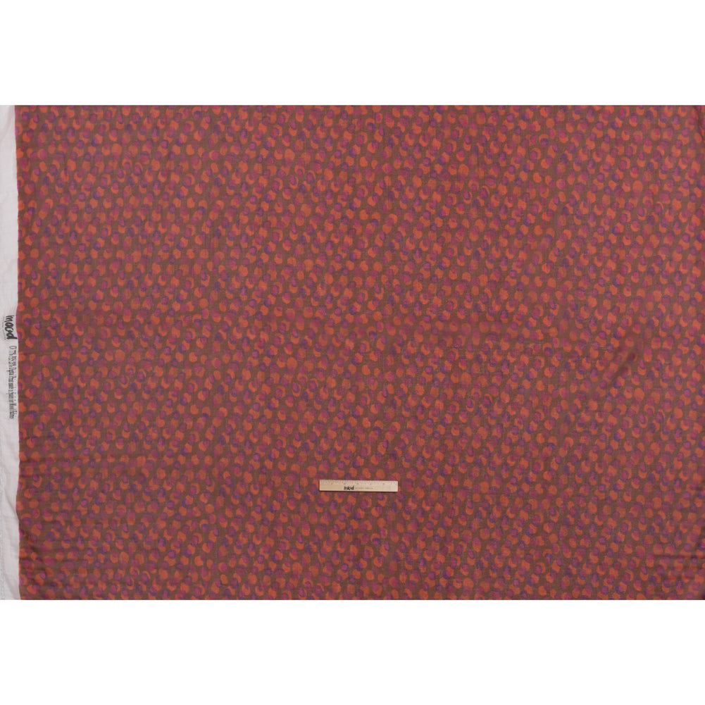 Viscose and Polyester Crepe Organza - Brown, Orange and Purple Overlapping Polka Dots - Mood Exclusive Confetti Kaleidoscope Print - Full