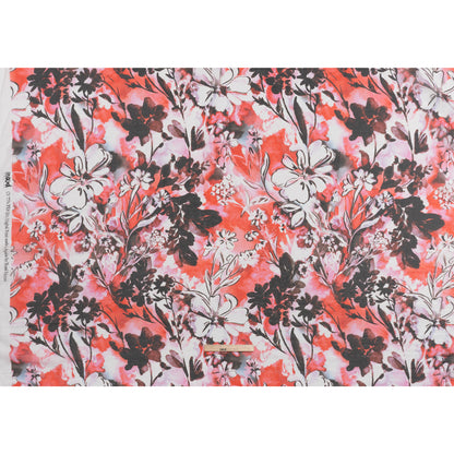 Viscose and Polyester Crepe Organza - Scarlet Red and Black Dreamy Florals - Mood Exclusive Dream Weaver Print